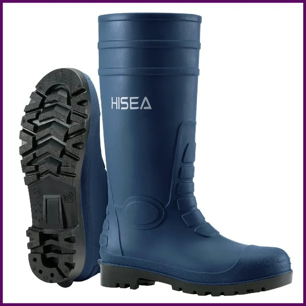 Men's Steel Toe PVC Rain Boots Waterproof Slip Resistant Work Boots